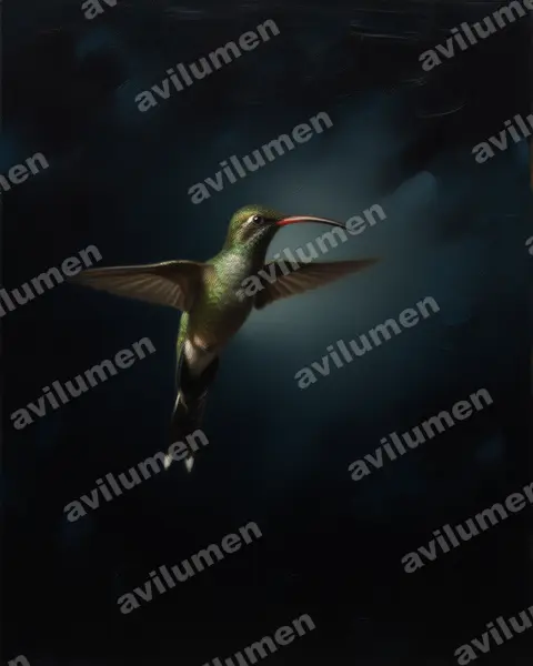 Ilustración en Óleo: Phaethornis yaruqui (Ermitaño de Yaruqui)