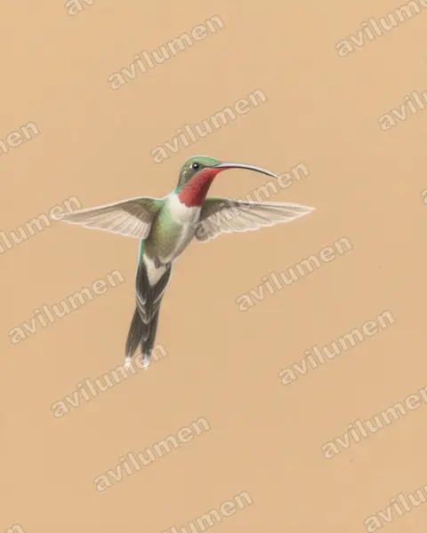 Ilustración en Lápiz de color: Phaethornis yaruqui (Ermitaño de Yaruqui)