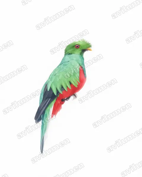 Illustration Aquarelle : Pharomachrus antisianus (Quetzal antisien)