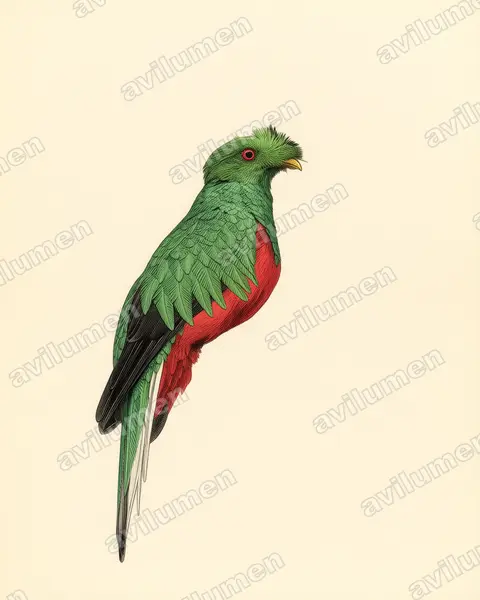 Illustration Planche ancienne : Pharomachrus antisianus (Quetzal antisien)