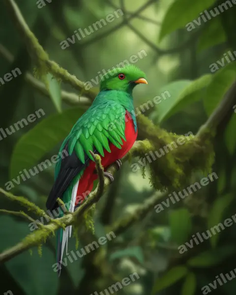 Illustration Réaliste : Pharomachrus antisianus (Quetzal antisien)