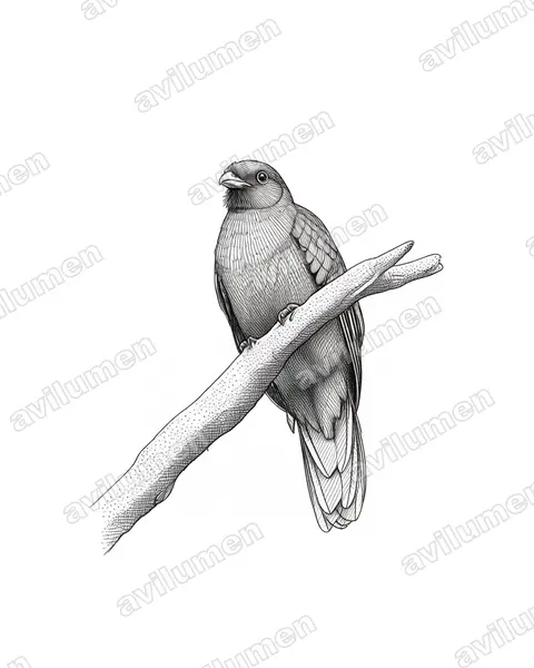 Illustration Encre : Pharomachrus fulgidus (Quetzal brillant)