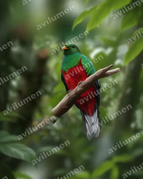 Illustration Réaliste : Pharomachrus fulgidus (Quetzal brillant)