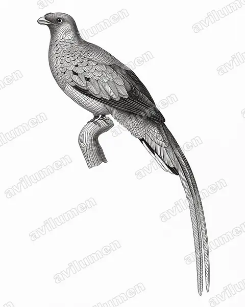 Illustration Encre : Pharomachrus pavoninus (Quetzal pavonin)