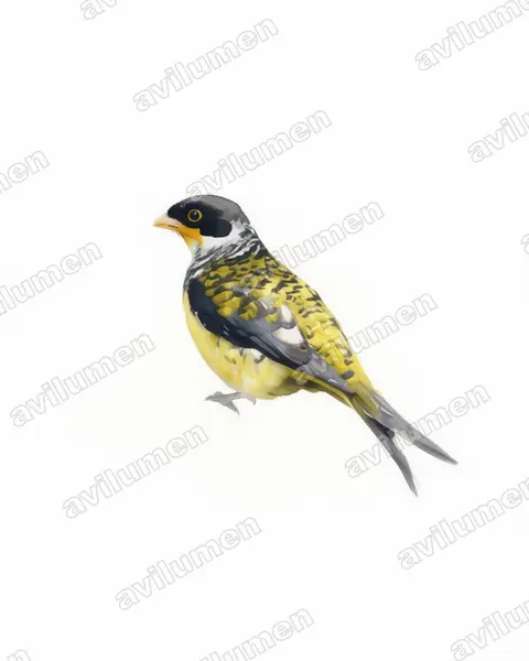 Illustration Aquarelle : Phibalura boliviana (Apolo cotinga)