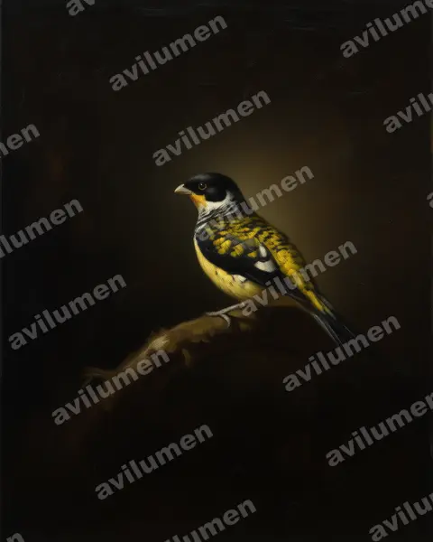 Illustration Huile : Phibalura boliviana (Apolo cotinga)