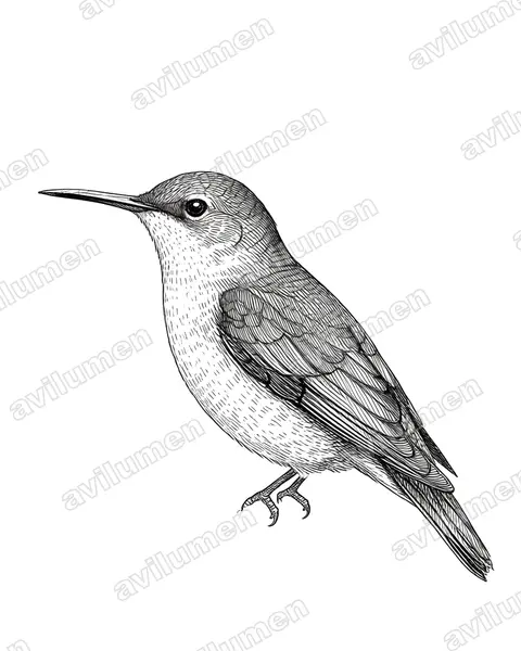 Ilustración en Tinta: Phlogophilus harterti (Colibrí colipinto peruano)