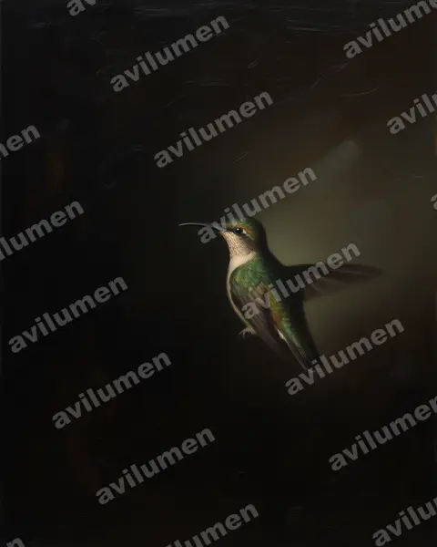 Ilustración en Óleo: Phlogophilus harterti (Colibrí colipinto peruano)