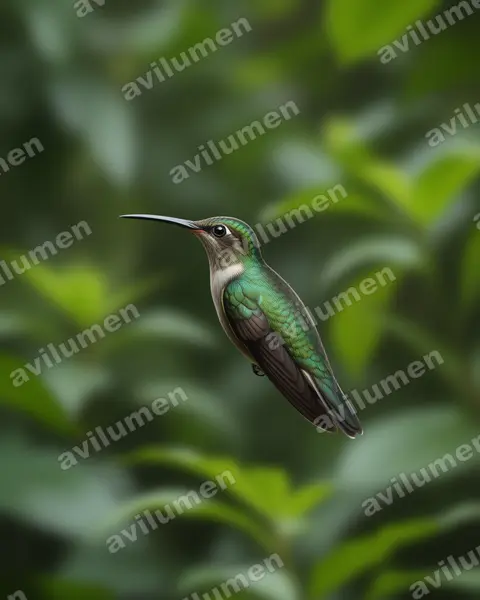 Ilustración en Realista: Phlogophilus harterti (Colibrí colipinto peruano)
