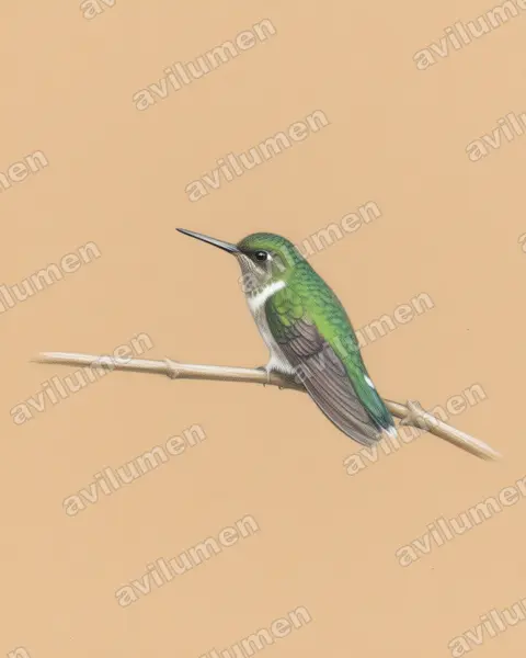 Ilustración en Lápiz de color: Phlogophilus hemileucurus (Colibrí colipinto ecuatoriano​)