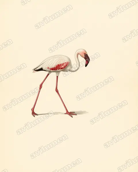 Illustration Planche ancienne : Phoeniconaias minor (Flamant nain)