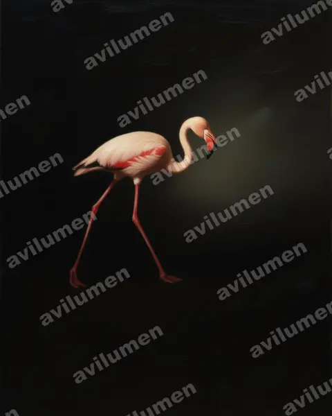 Illustration Huile : Phoeniconaias minor (Flamant nain)