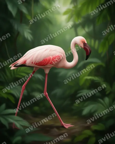 Illustration Réaliste : Phoeniconaias minor (Flamant nain)
