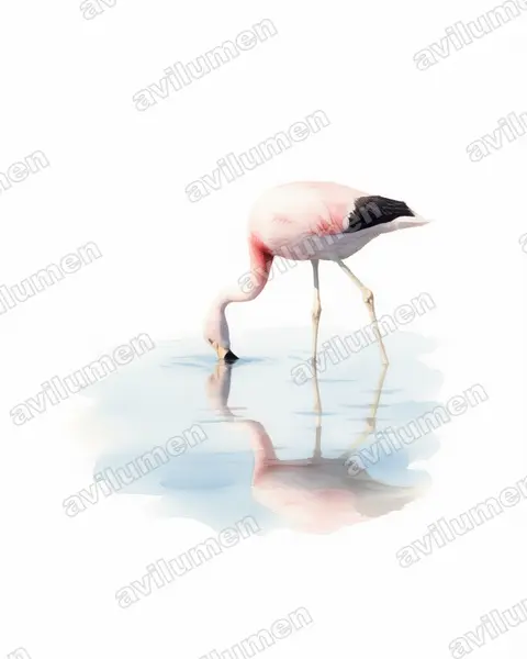 Illustration im Stil Aquarell: Andenflamingo (Phoenicoparrus andinus)