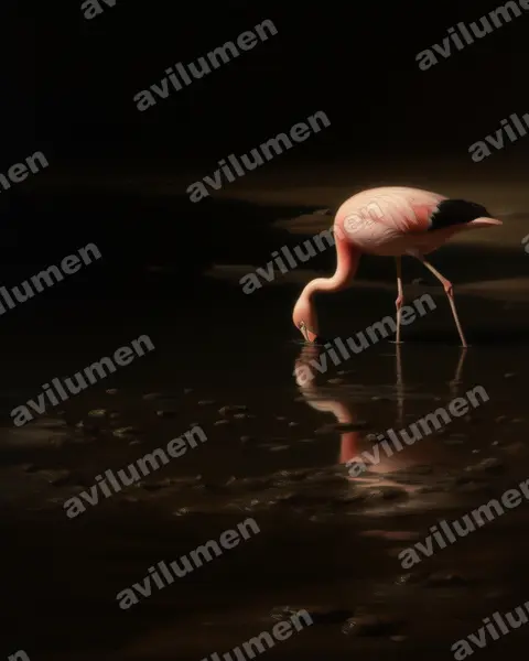 Illustration im Stil Öl: Andenflamingo (Phoenicoparrus andinus)