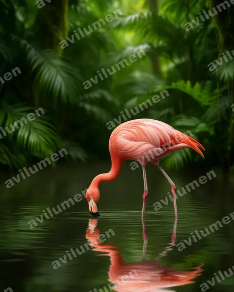 Illustration im Stil Realistisch: Andenflamingo (Phoenicoparrus andinus)