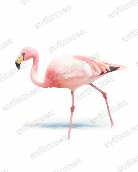 Illustration im Stil Aquarell: James-Flamingo (Phoenicoparrus jamesi)