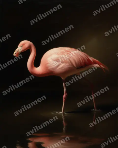 Illustration im Stil Öl: James-Flamingo (Phoenicoparrus jamesi)