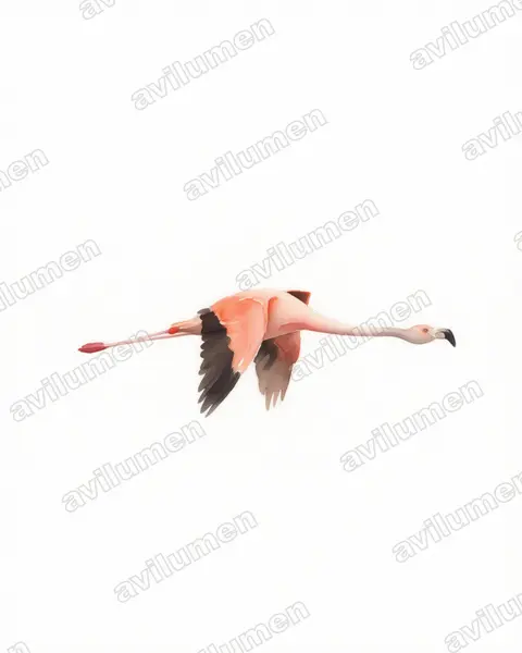 Illustration Aquarelle : Phoenicopterus chilensis (Flamant du Chili)