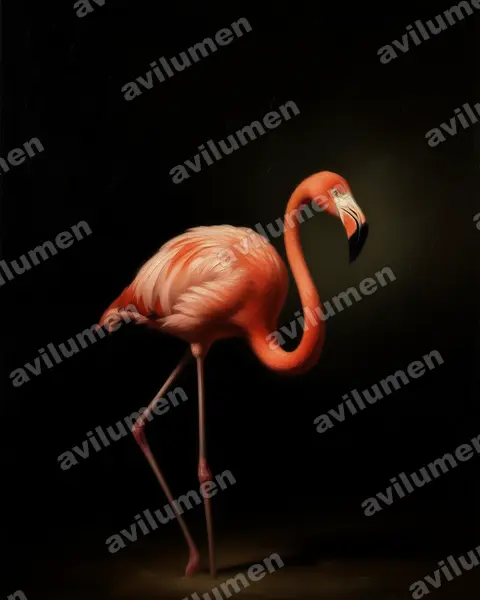 Illustration im Stil Öl: Kubaflamingo (Phoenicopterus ruber)