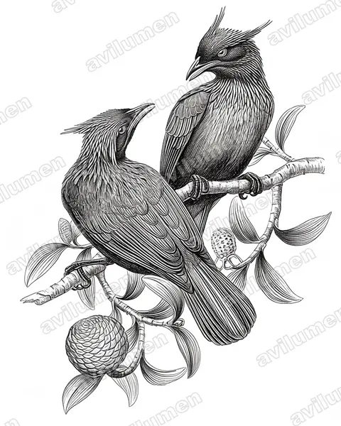 Illustration Encre : Phonygammus keraudrenii (Paradisier de Keraudren)
