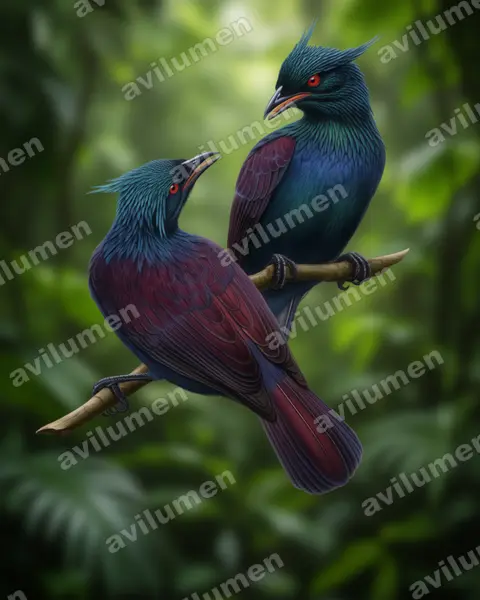 Illustration Réaliste : Phonygammus keraudrenii (Paradisier de Keraudren)