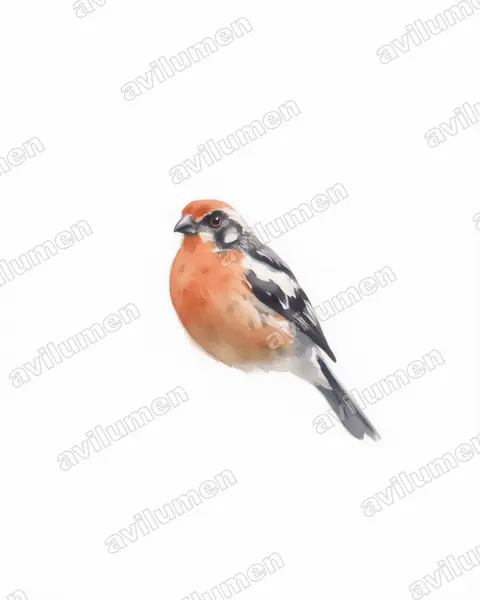 Illustration im Stil Aquarell: Rotschwanz-Pflanzenmäher (Phytotoma rara)