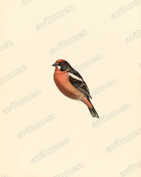 Illustration im Stil Historische Tafel: Rotschwanz-Pflanzenmäher (Phytotoma rara)