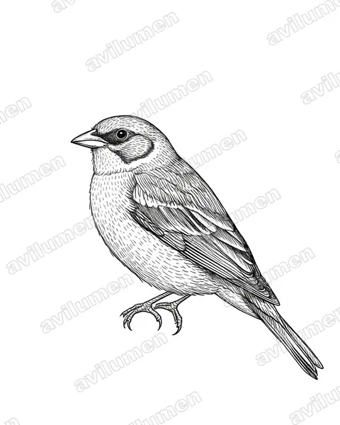 Illustration im Stil Tusche: Rotschwanz-Pflanzenmäher (Phytotoma rara)