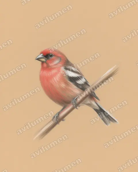 Illustration im Stil Buntstift: Rotschwanz-Pflanzenmäher (Phytotoma rara)