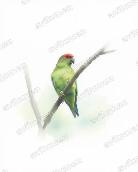 Watercolor illustration: Pionopsitta pileata (Pileated Parrot)