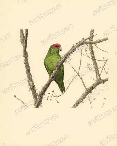 Vintage plate illustration: Pionopsitta pileata (Pileated Parrot)
