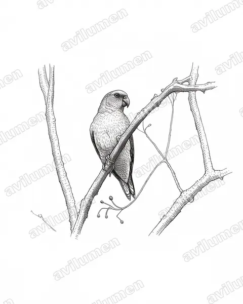 Ink illustration: Pionopsitta pileata (Pileated Parrot)
