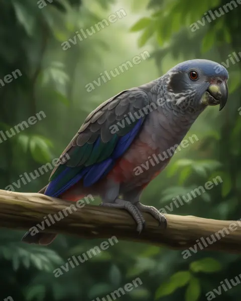 Illustration Réaliste : Pionus fuscus (Pione violette)