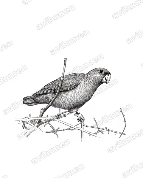 Illustration im Stil Tusche: Maximilianpapagei (Pionus maximiliani)