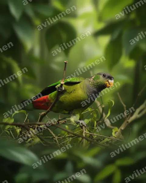 Illustration im Stil Realistisch: Maximilianpapagei (Pionus maximiliani)