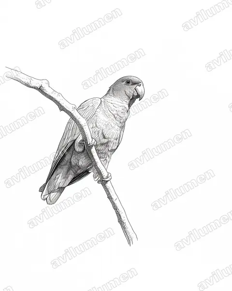 Ilustración en Tinta: Pionus menstruus (Loro cabeciazul)