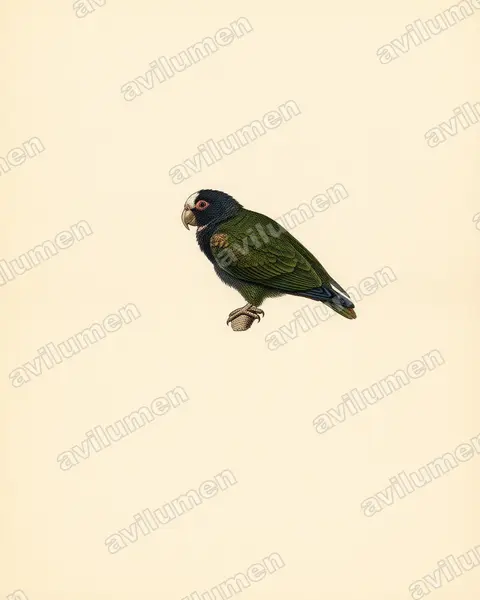 Illustration im Stil Historische Tafel: Weißkopfpapagei (Pionus senilis)