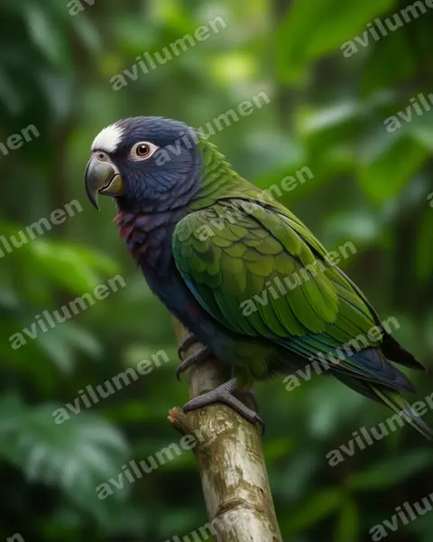 Illustration im Stil Realistisch: Weißkopfpapagei (Pionus senilis)