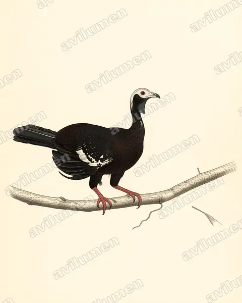 Ilustración en Lámina antigua: Pipile cumanensis (Pava rajadora)