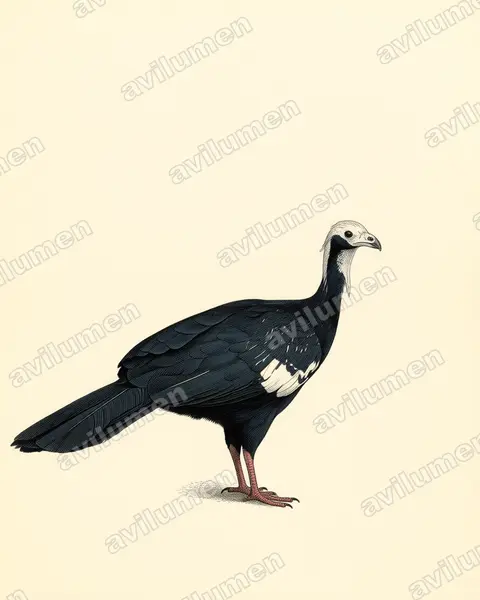 Ilustración en Lámina antigua: Pipile grayi (Pava goliblanca)