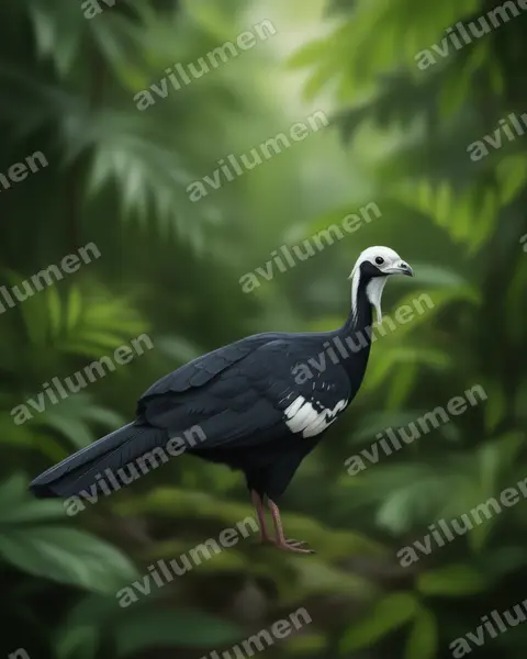 Ilustración en Realista: Pipile grayi (Pava goliblanca)