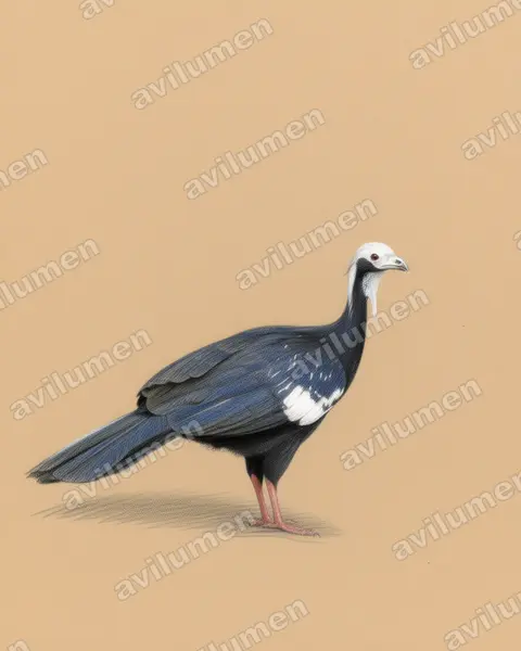 Ilustración en Lápiz de color: Pipile grayi (Pava goliblanca)