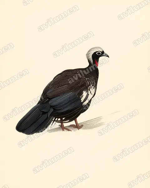 黑額鳴冠雉（Pipile jacutinga）的古典图版插画