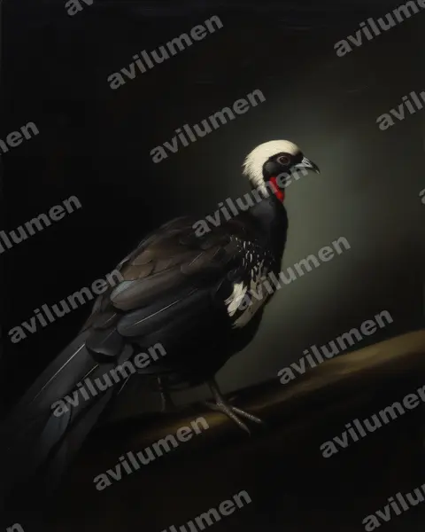 黑額鳴冠雉（Pipile jacutinga）的油画插画