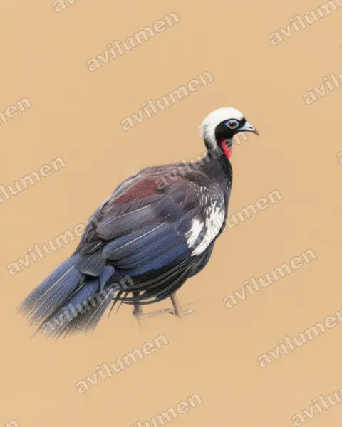 黑額鳴冠雉（Pipile jacutinga）的彩色铅笔插画