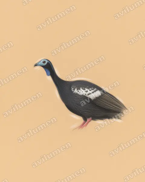 Colored pencil illustration: Pipile pipile (Trinidad Piping Guan)