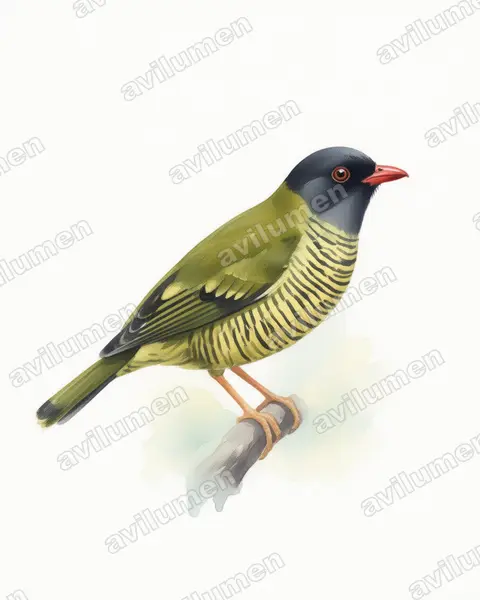 Illustration im Stil Aquarell: Barred Fruiteater (Pipreola arcuata)