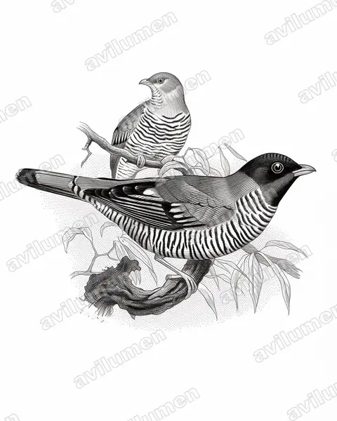 Illustration im Stil Tusche: Barred Fruiteater (Pipreola arcuata)