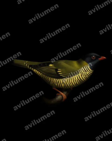 Illustration im Stil Öl: Barred Fruiteater (Pipreola arcuata)
